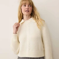 Marine Layer Women's Everly Cable Knit Sweater Polo