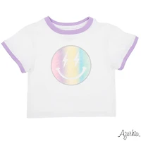 Azarhia Girl's Rainbow Smiley Boxy Tee