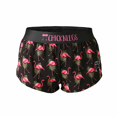 ChicknLegs Women's Flamingo Split Shorts 1.5"