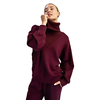 Rae Mode Women's Scuba Luxe V-Turtleneck