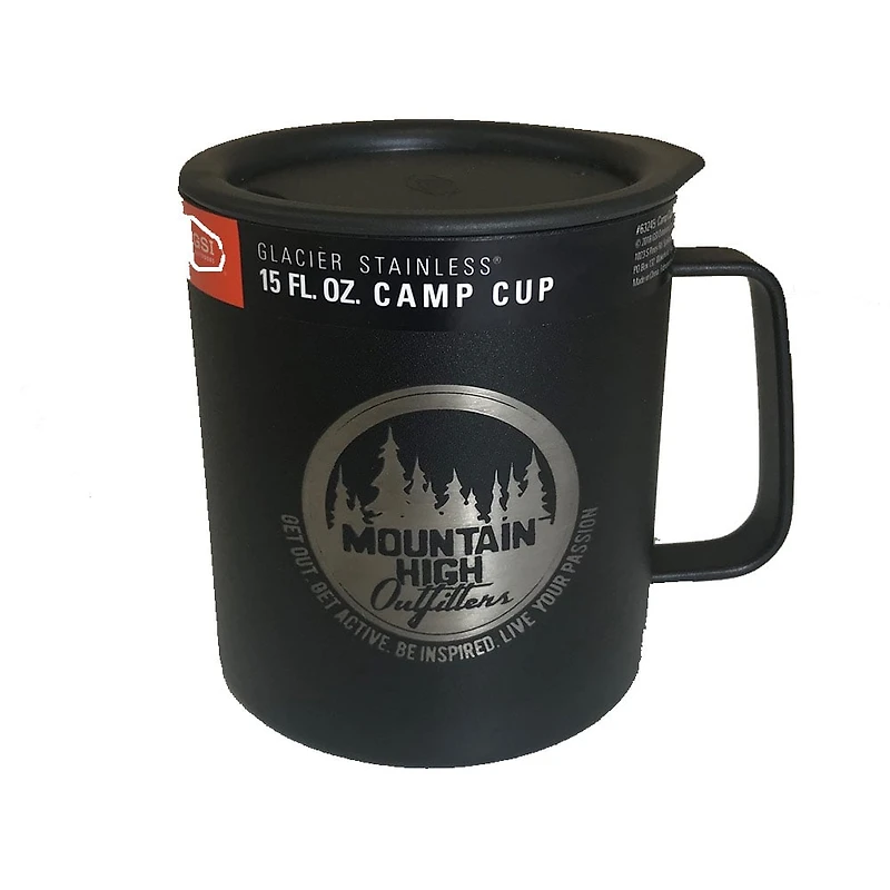 GSI Glacier Stainless Camp Cup Mountain High Logo