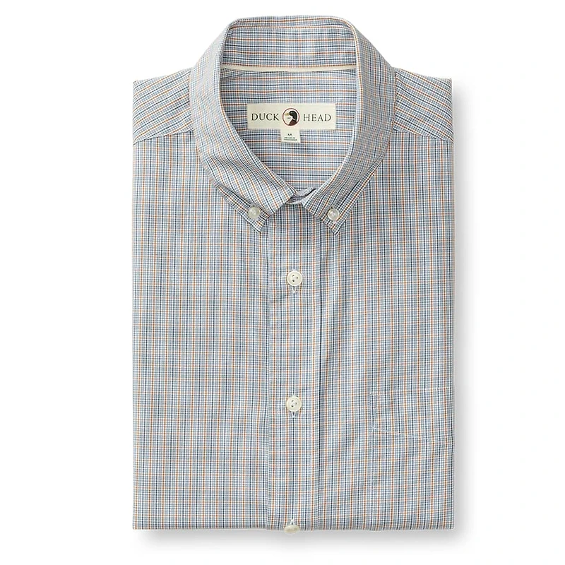Duck Head Men's Long Sleeve Cotton Cashmere Poplin Sport Shirt - Rollins Plaid