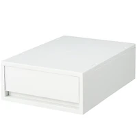 Polypropylene Storage Case Drawer White Grey - Shallow (W26 x D37 x H12 cm)