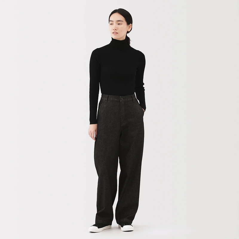 Kapok Blend Denim Wide Tapered Pants