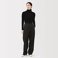 Kapok Blend Denim Wide Tapered Pants