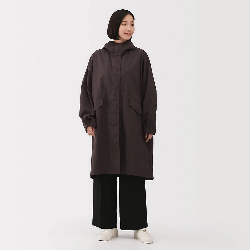Water Repellent Hooded Long Coat