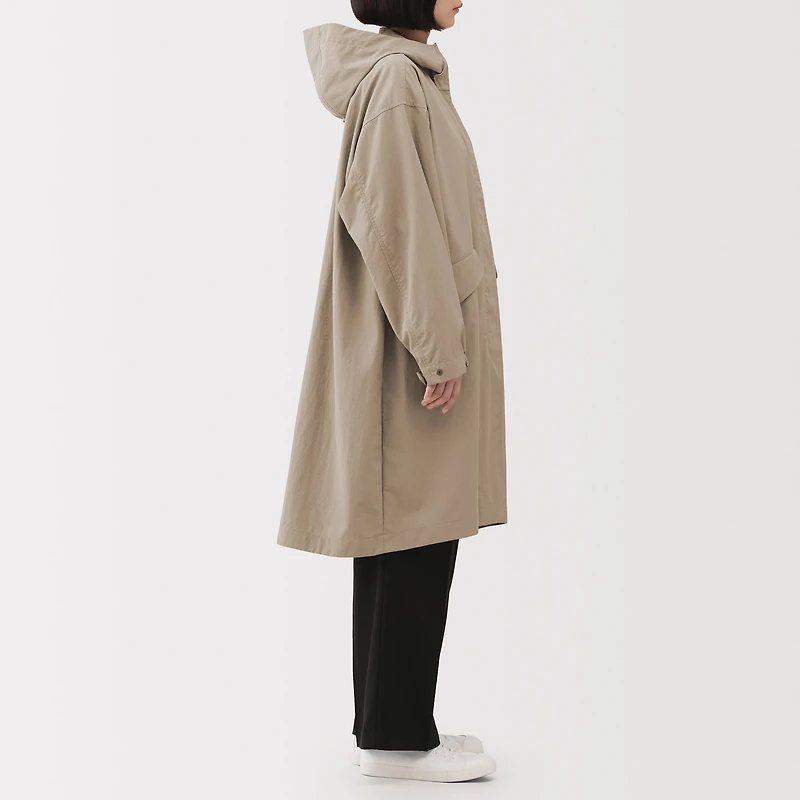 Water Repellent Hooded Long Coat
