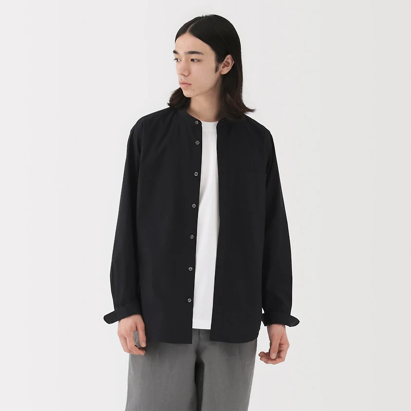 Broadcloth Stand Collar Shirt