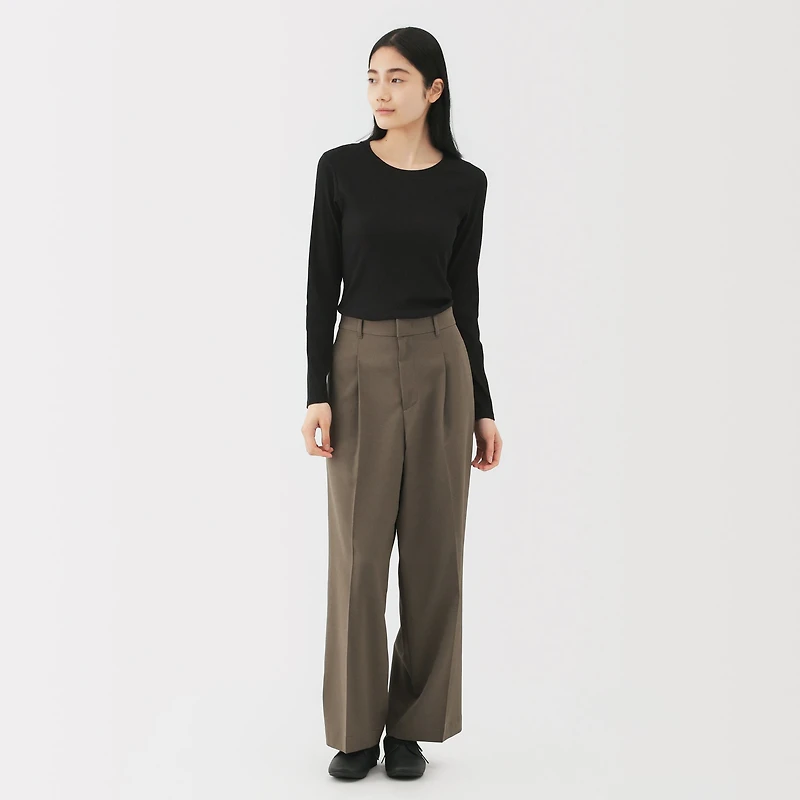 Lyocell Blend Rib Crew Neck T-Shirt