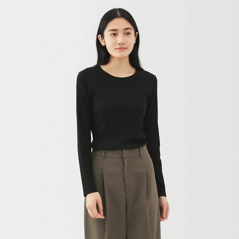 Lyocell Blend Rib Crew Neck T-Shirt
