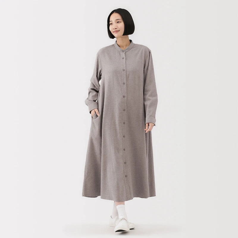 Flannel Stand Collar Dress