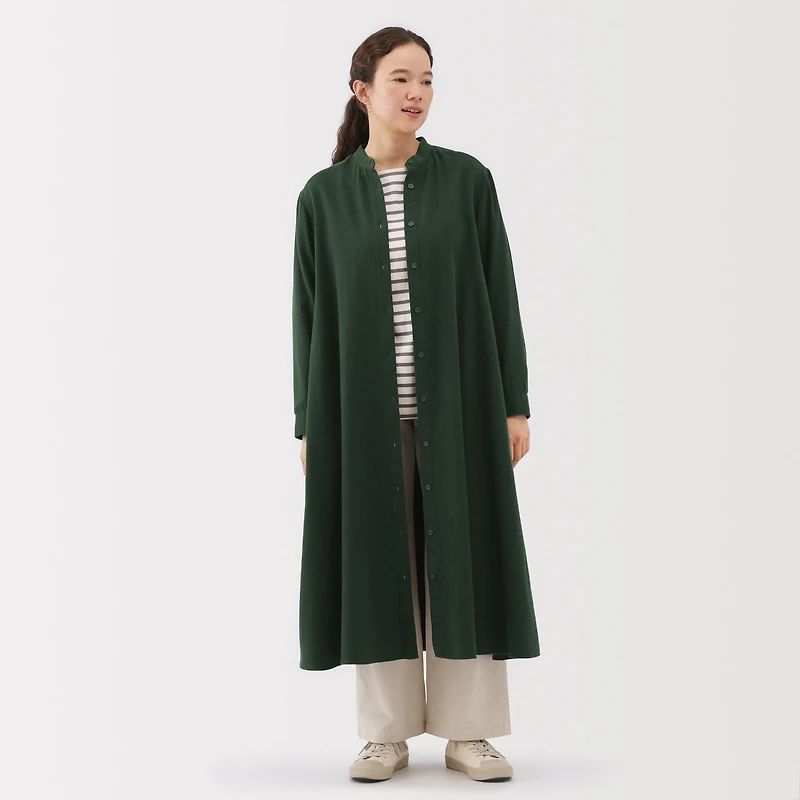 Flannel Stand Collar Dress