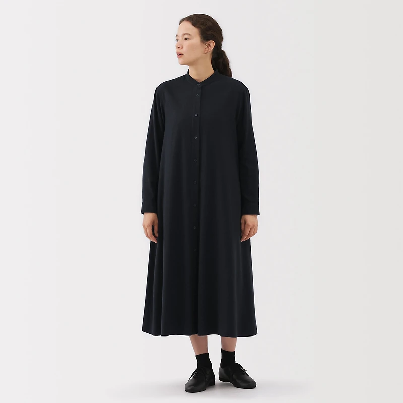 Flannel Stand Collar Dress