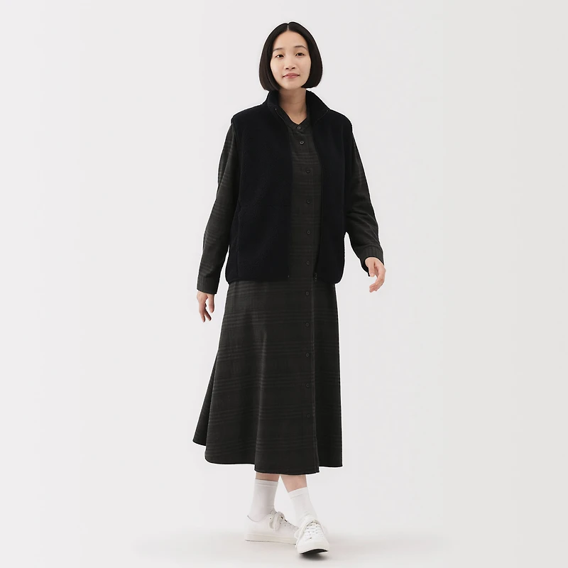 Flannel Stand Collar Dress