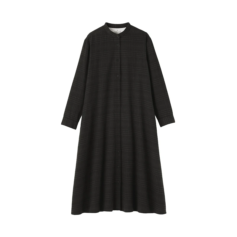 Flannel Stand Collar Dress