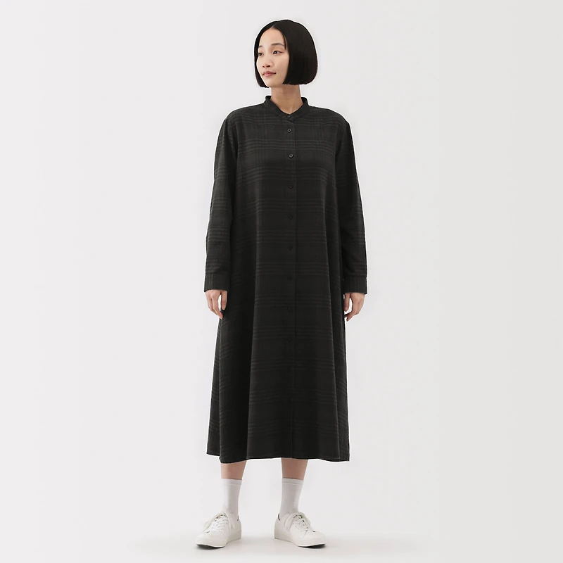 Flannel Stand Collar Dress