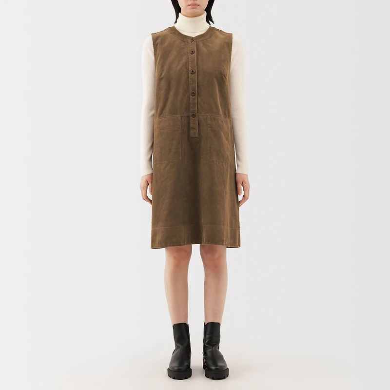 Kapok Blend Corduroy Jumper Dress
