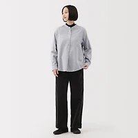 Flannel Stand Collar Blouse