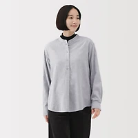 Flannel Stand Collar Blouse