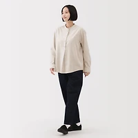 Flannel Stand Collar Blouse