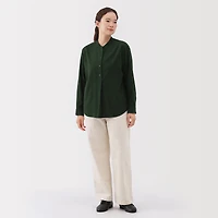 Flannel Stand Collar Blouse