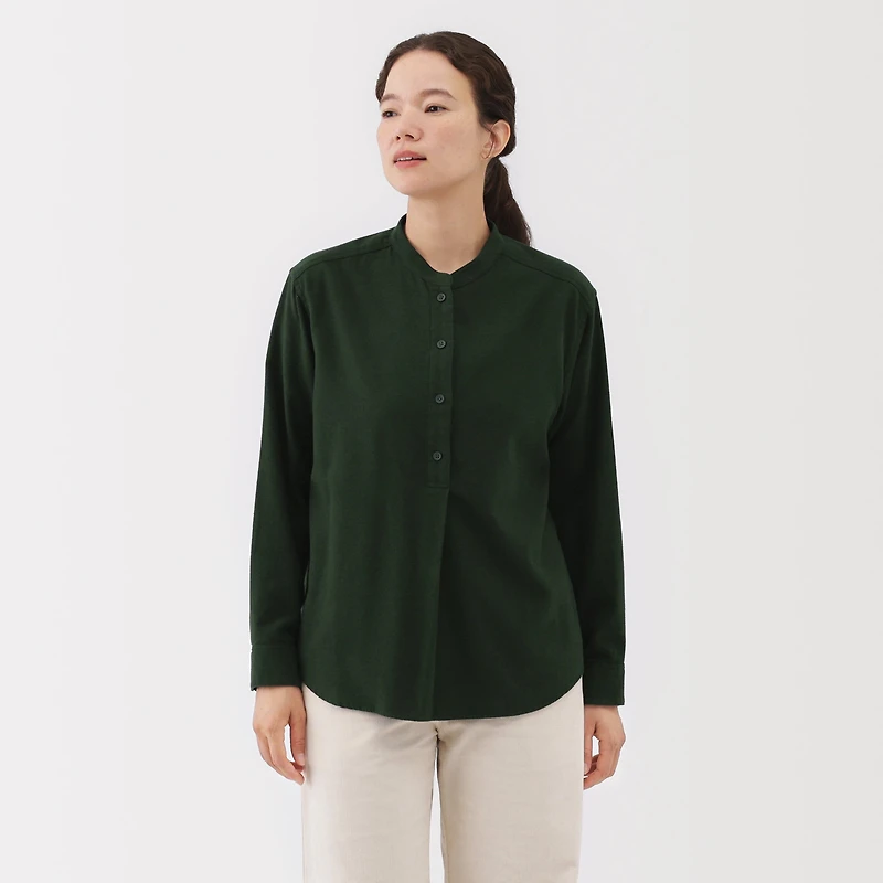 Flannel Stand Collar Blouse