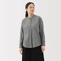 Flannel Stand Collar Blouse