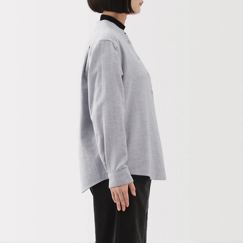 Flannel Stand Collar Blouse