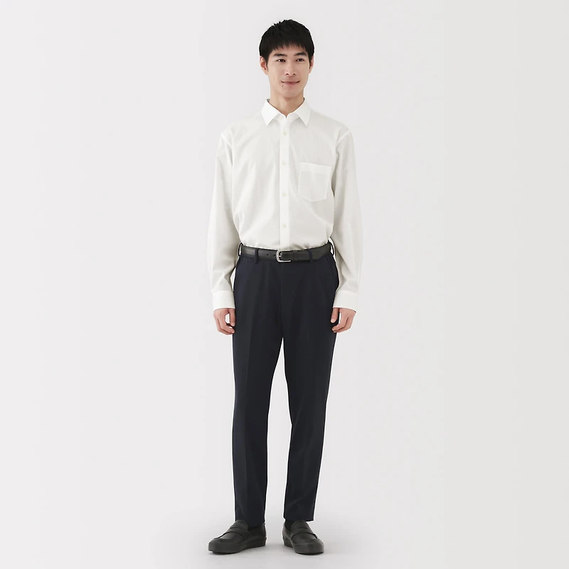 Cotton Semi-Spread Collar Shirt