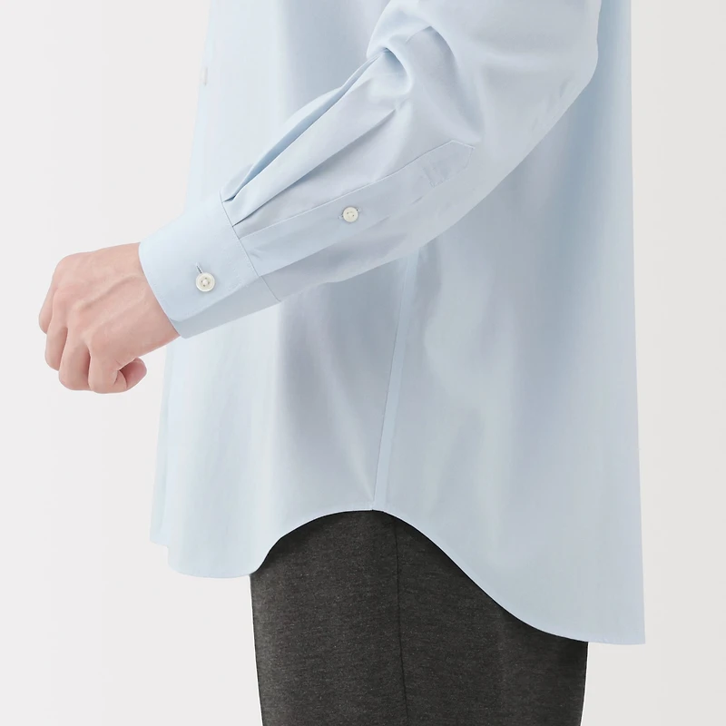 Cotton Semi-Spread Collar Shirt