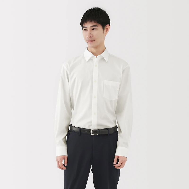 Cotton Semi-Spread Collar Shirt