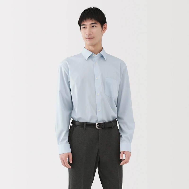 Cotton Semi-Spread Collar Shirt