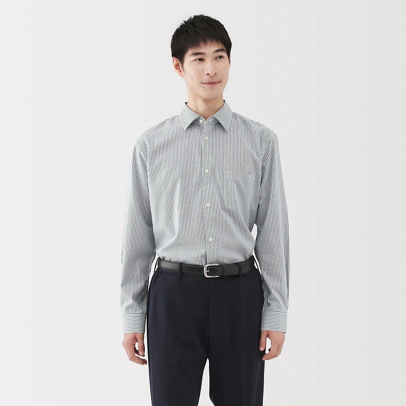 Cotton Semi-Spread Collar Shirt