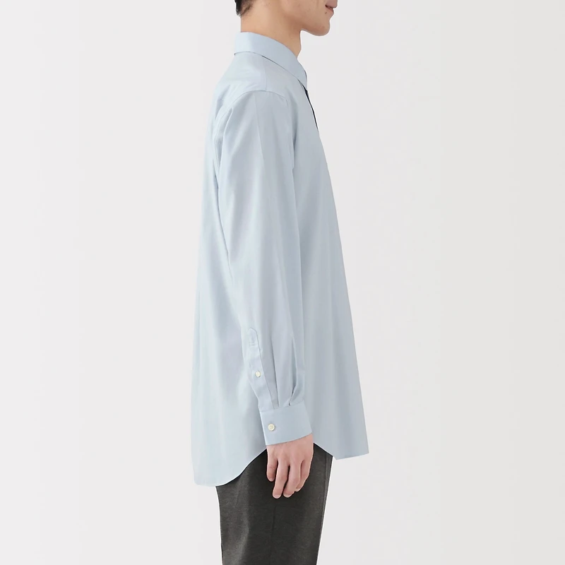 Cotton Semi-Spread Collar Shirt