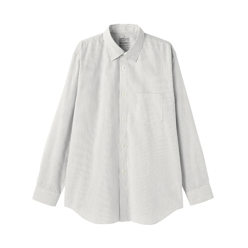 Cotton Semi-Spread Collar Shirt