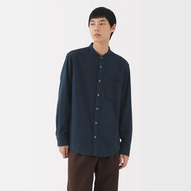 Flannel Stand Collar Shirt