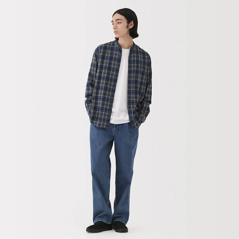 Flannel Stand Collar Shirt