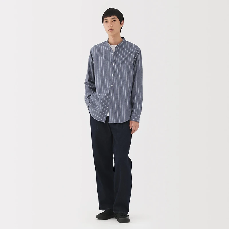 Flannel Stand Collar Shirt