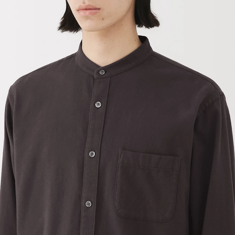 Flannel Stand Collar Shirt