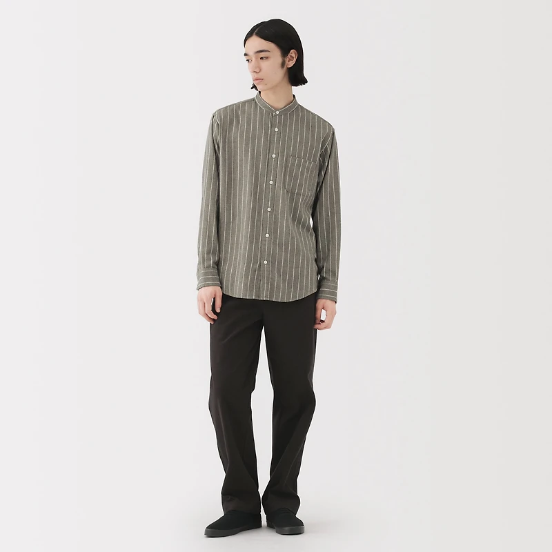 Flannel Stand Collar Shirt