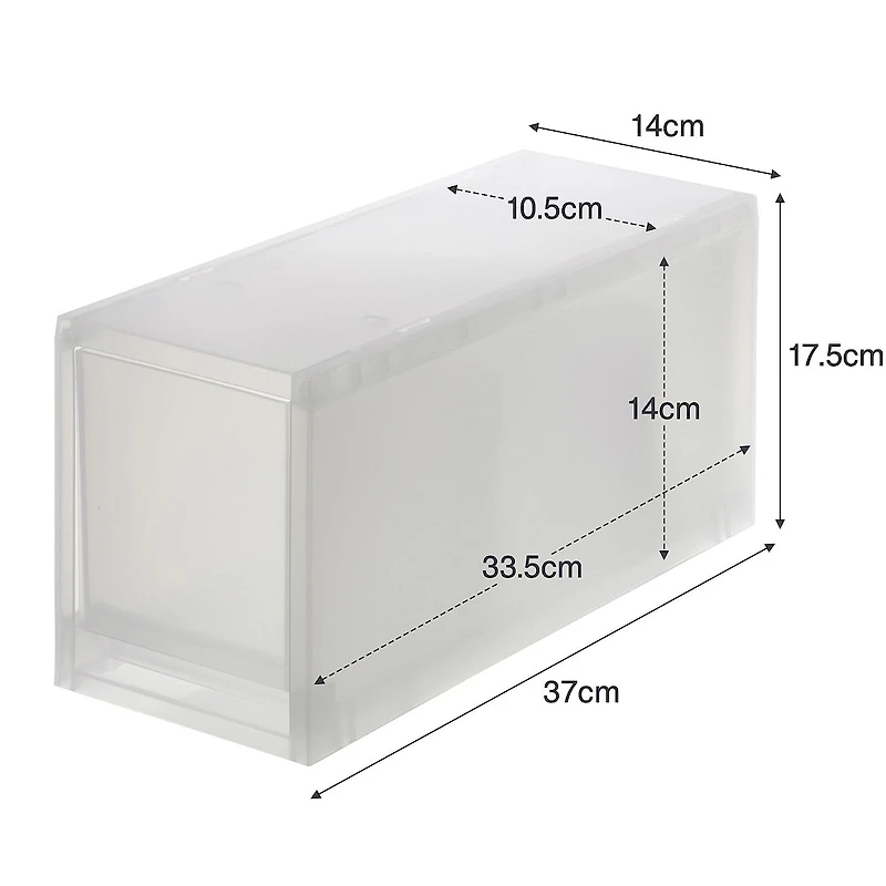 Polypropylene Storage Case Drawer Slim Deep with Partition (W14 x D37 x H17.5 cm)