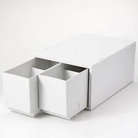 Polypropylene Storage Case 2 Drawer White Grey - Deep (W26 x D37 x H17.5 cm)