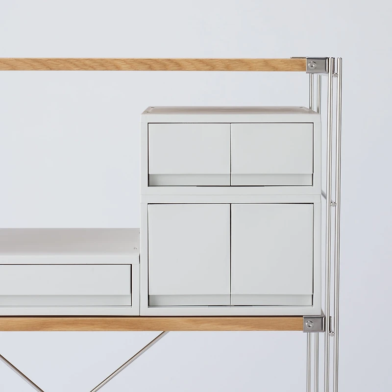 Polypropylene Storage Case 2 Drawer White Grey - Deep (W26 x D37 x H17.5 cm)