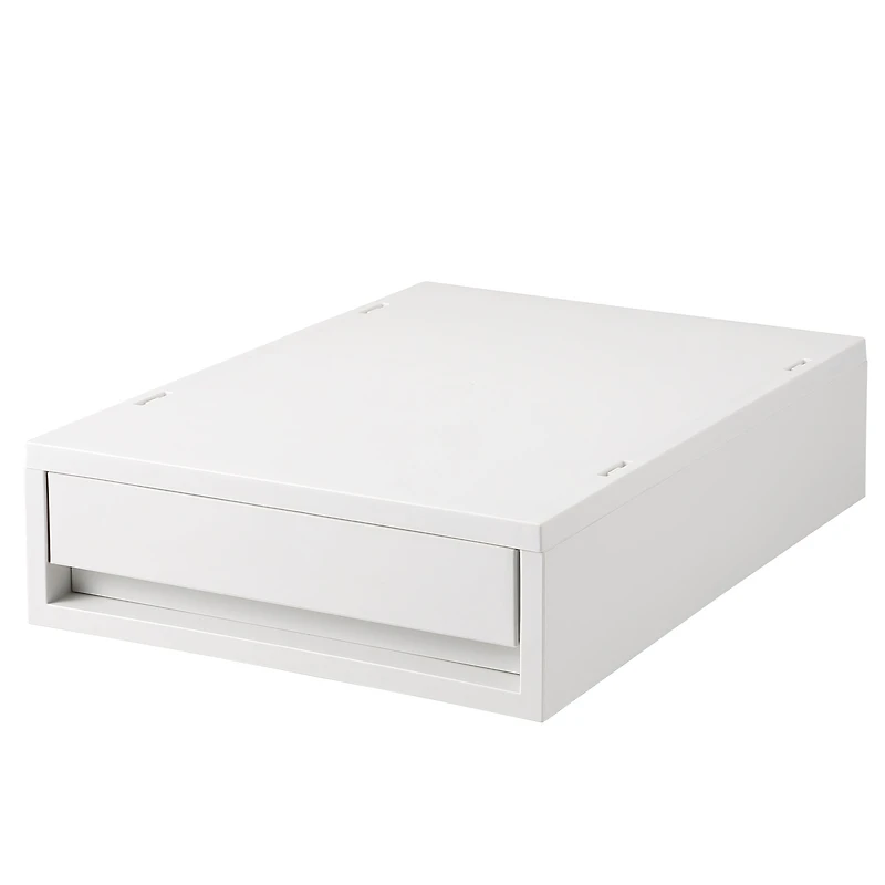 Polypropylene Storage Case Drawer White Grey - Extra Shallow (W26 x D37 x H9 cm)