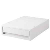 Polypropylene Storage Case Drawer White Grey - Extra Shallow (W26 x D37 x H9 cm)