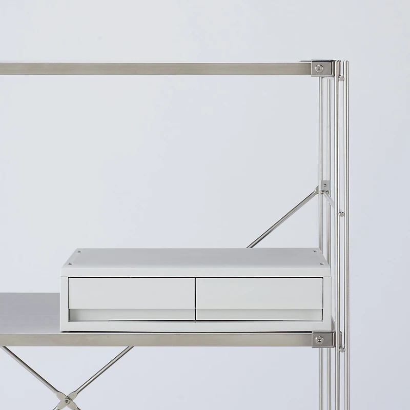 Polypropylene Wide Storage Case 2 Drawer White Grey - Extra Shallow (W37 x D26 x H9 cm