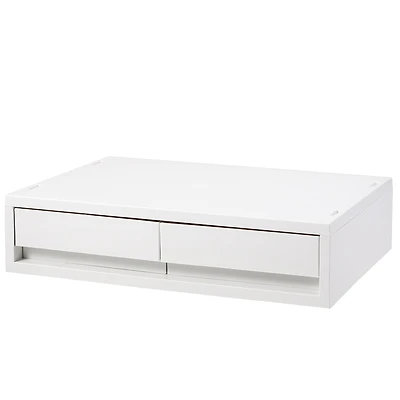 Polypropylene Wide Storage Case 2 Drawer White Grey - Extra Shallow (W37 x D26 x H9 cm