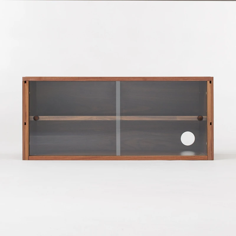 SUS Shelving Unit Box with Glass Door - Walnut