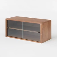 SUS Shelving Unit Box with Glass Door - Walnut