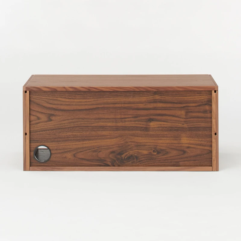 SUS Shelving Unit Box with Glass Door - Walnut